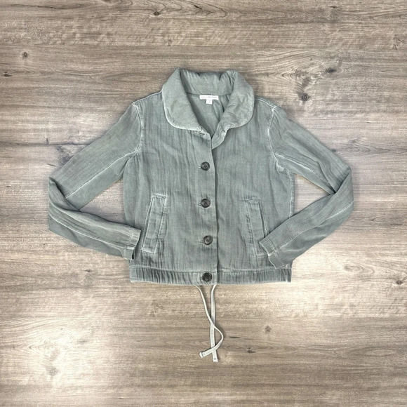 Standard James Perse light green button front jacket womens 1 small military - Picture 5 of 12